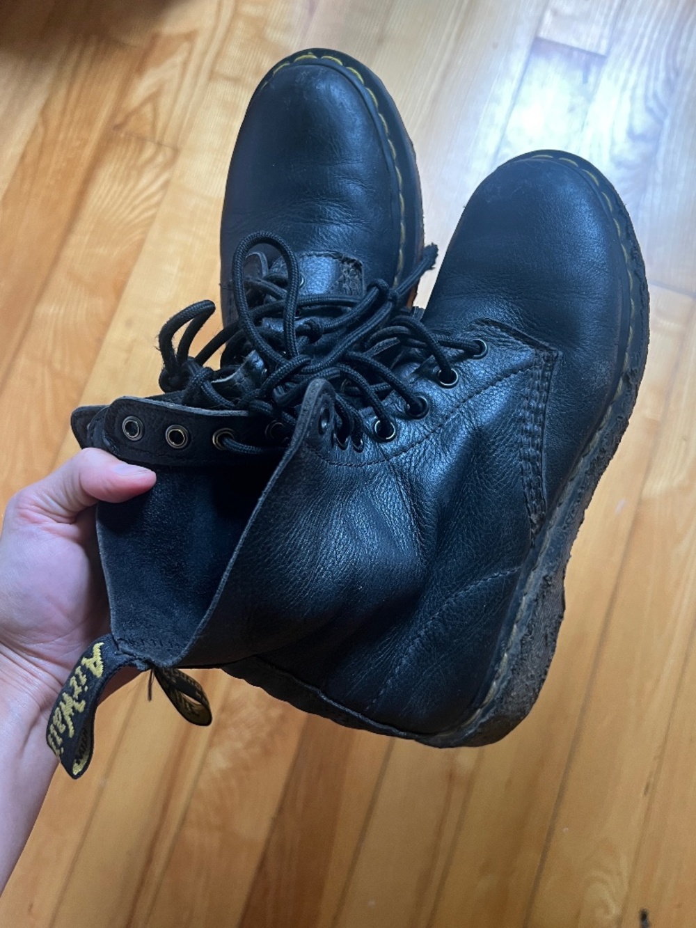 Dr. Martens 1460 Pascal Black Leather Combat Boot | well worn EU 38